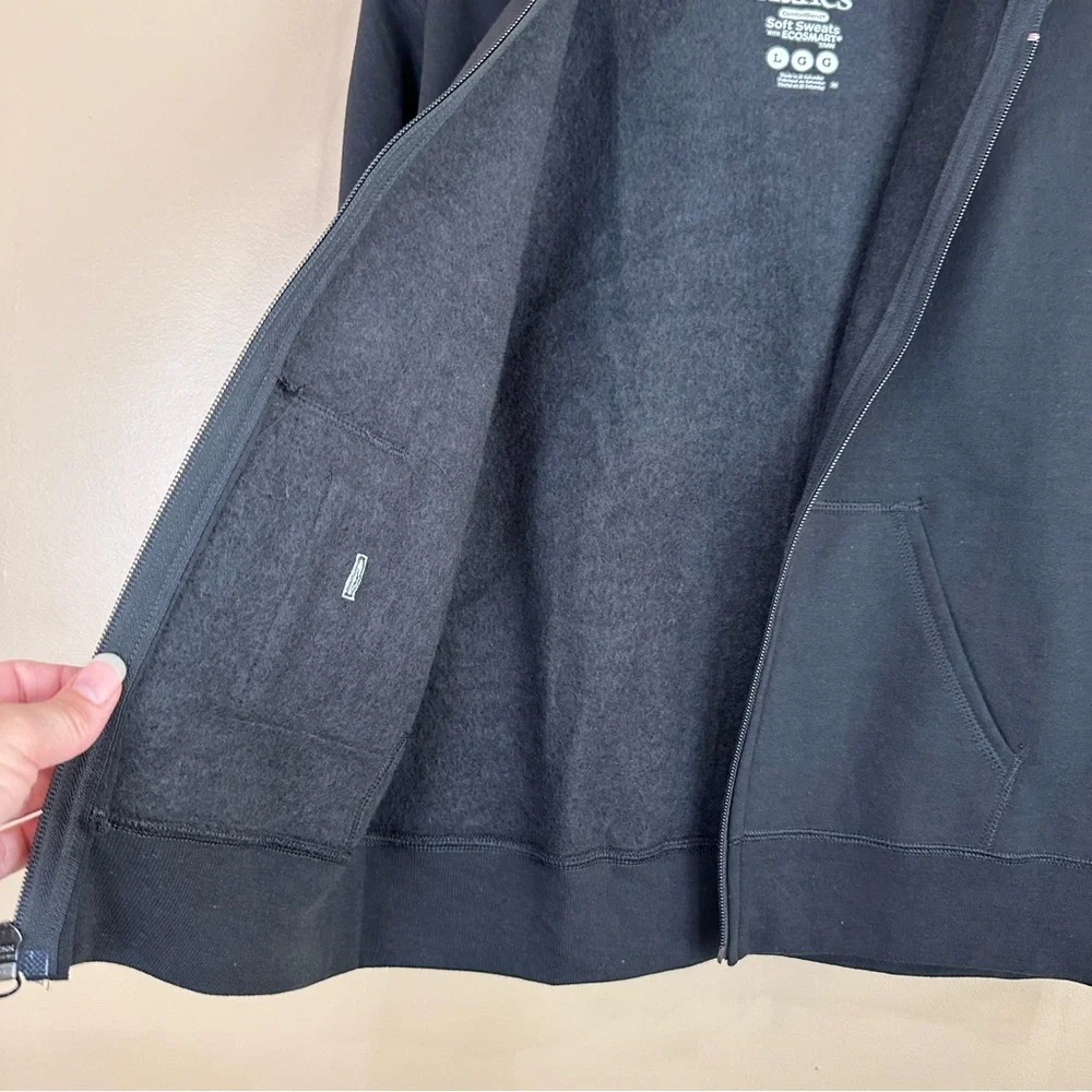 Hanes NWOT Comfort Blend Boy’s Black Full Zip Hoodie Sweatshirt Jacket L Casual
